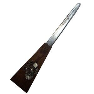 Wooden Handle Letter Opener With Gambling Motif Retro Vintage Distressed